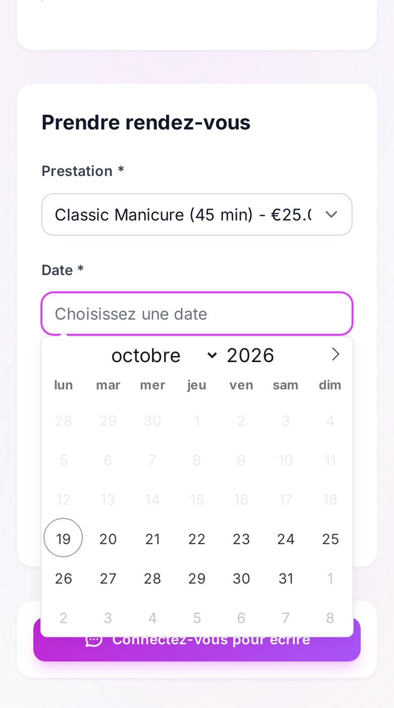 L’écran de réservation REZVA