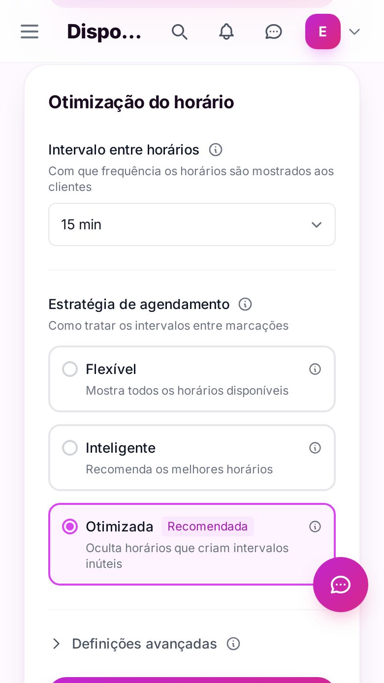 A definição de otimização do horário no painel